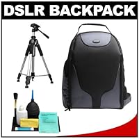 Bower Pro Digital SLR Photography BackPack + Tripod + Cleaning Kit for Canon Rebel T3, T3i, T1i, T2i, EOS 60D, 50D, 5D, 7D, Nikon D3000, D3100, D5000, D7000, D300s, Olympus Evolt E-5, E-30, E-620 and Sony Alpha A560, A580, A33, A55
