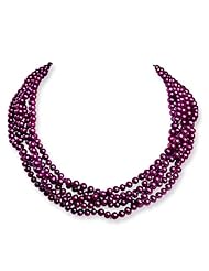 5.5-6mm Cultured Magenta Pearls 100inch Knotted Strand Necklace