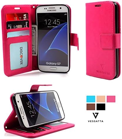 Designer Samsung Galaxy S7 Wallet Case - VESSATTA® - Multiple Colors (Pink)
