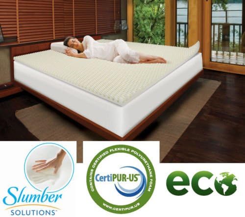 Queen Size Slumber Solutions Highloft Eco Cool 2-inch Best Memory Foam Bed Mattress Topper with PostureFoam Pads Extra Comfort Air Flow Technology, Antimicrobial, Hypoallergenic, Beds Bugs Resistant, Pillow Soft Stay Cool Matress Padding Layer.
