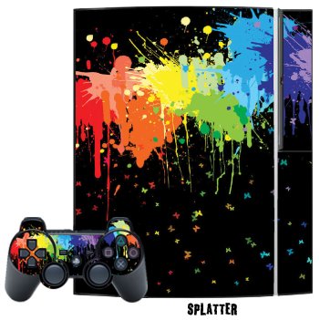 Protective Skin Decal Cover for Playstation 3 Console + two PS3 Controllers Sticker- Splatter Protective Skin Decal Cover for Playstation 3 Console + two PS3 Controllers Sticker- Splatter