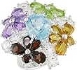 Sterling Silver Multi-Gemstone Flower Ring