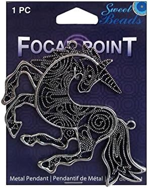 Sweet Beads Focal Pt Pendant Mtl Unicorn Slv 1pc
