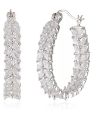 CZ by Kenneth Jay Lane "Classic" 12cttw Marquis Oval Hoop Earrings
