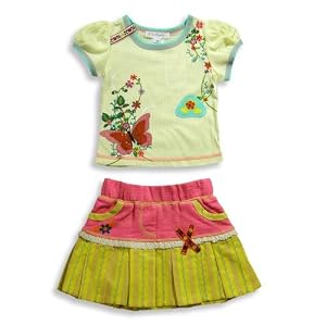 Buy Baby Sara - Infant Girls Short Sleeve Skirt Set, Yellow, Pink by Baby Sara