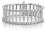 14K White Gold Matte-Finish Florentine-Finish Hand-Crafted Bracelet, Enhanced with Pave Set Diamonds.