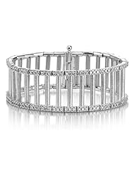 14K White Gold Matte-Finish Florentine-Finish Hand-Crafted Bracelet, Enhanced with Pave Set Diamonds.