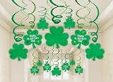 St. Patrick's Day Hanging Swirl Decorations with Cutouts (30) Party Supplies