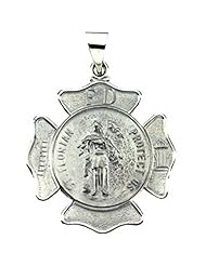 14k White Gold St. Florian Medal - 25.25 X 25.25 Mm