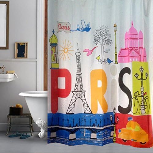Color cartoon Paris Print Shower Curtain Waterproof Mildew-proof Polyester Fabric Bathroom Accessories Home Decoration