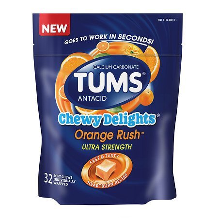 Tums Chewy Delight 1177mg Orange Rush 32 Chewables (3 Pack)