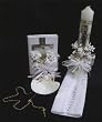 Baptism Gift Set - SPANISH - Silver Tone - Rosary - Candle - New Testament - Cloth - Shell