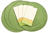 DII Summer Citrus Braided Placemat and Shamrock Green/Summer Citrus Print Napkins, Set of 8