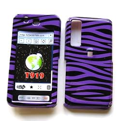 Samsung Behold T919 T-919 Snap-on Protector Hard Case Image Cover "Black & Purple Zebra" Design
