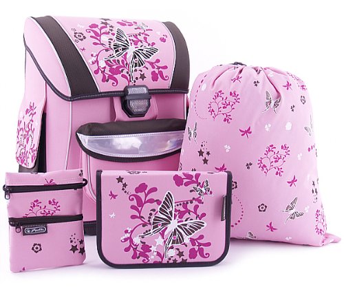 Herlitz Florentine Schulranzen Set (Ranzen + Sportbeutel + gefülltes Mäppchen + Stifte Etui) - Rosa Pink Butterfly Herlitz Florentine Schulranzen Set (Ranzen + Sportbeutel + gefülltes Mäppchen + Stifte Etui) - Rosa Pink Butterfly
