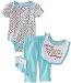 Vitamins Baby-girls Newborn Mommy's Wild About Me 4 Piece Creeper Pant Set, Turquoise, 3 Months