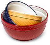 DII Set of 3 Vintage Lattice Ceramic Mixing Bowl - Mixed Sizes