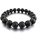 Men,Women's 12mm Energy Bracelet Link Wrist Energy Stone Lava Rock Black Buddha Mala Bead