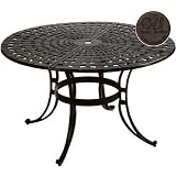 Windham Castings Scroll Dining Table With 48 Inch Round Woven Table, Bronze