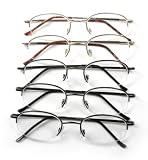 Icon Eyewear Vienna Metal Oval Semi-Rimless Spring Temple Reader, 2.00 (Pack of 5)