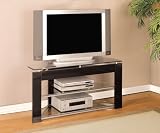 Plasma/ LCD TV Media Stand with Glass Top in Glossy Black and Silver Finish Plasma/ LCD TV Media Stand with Glass Top in Glossy Black and Silver Finish