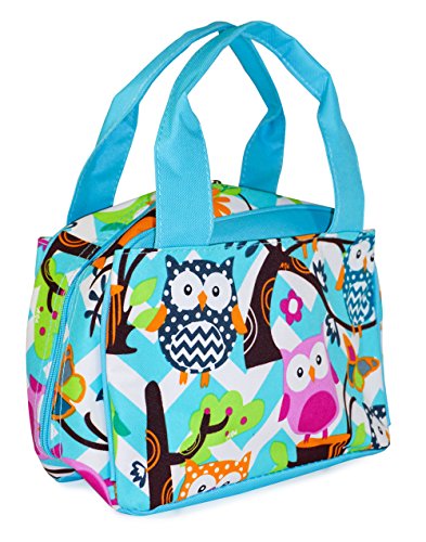 N Gil Grey Chevron Owls Insulated Lunch Bags