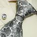 Silver pattern neck ties grey paisley christmas gifts for dad accessories silk tie cuff links set A1029