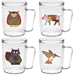 Patchwork Animals 18 oz Insulated Coffee Mug Set, Clear, (4 designs)