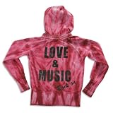 Vintage Havana - Girls Tie Dye Love And Music Hoodie Sweatshirt Jacket, Brick (Size 10)