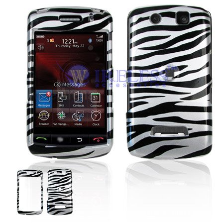 Silver and Black Zebra Animal Skin Design Snap-On Cover Hard Case Cell Phone Protector for BlackBerry 9500 Storm 9530 Thunder [Beyond Cell Packaging]