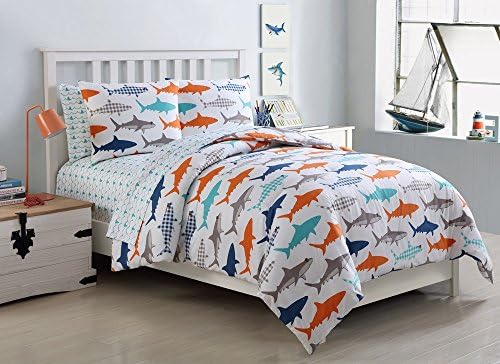 5 Pc, Boys, Shark, Bed in a Bag, Twin Size Bedding, By Karalai Bedding Collection