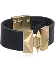 Sam Edelman 22mm Black, Leather and Cage Bracelet, 7"