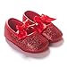 RVROVIC Baby Girl Moccasins Princess Sparkly Premium Lightweight Soft Sole Prewalker Toddler Shoes (L:12-18 Months, Red)