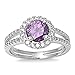 Sterling Silver Simulated Purple Amethyst Halo Ring (Size 5 - 10)