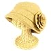 Girls 6+ Winter Cloche Crushable Foldable Bucket Big Flower Church Cap Hat Camel