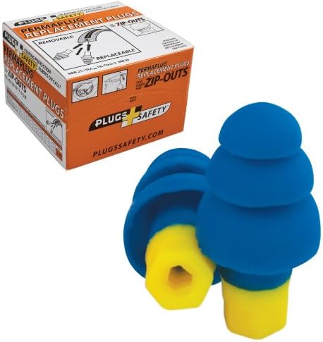 PlugsSafety PSRP-PPMD PermaPlug Thermoplastic Elastomer Metal Detectable Earplug, 25dB NRR (Case of 100 Pair)