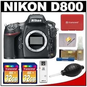 Nikon D800 Digital SLR Camera Body with (2) 32GB Cards + Cleaning & Accessory Kit