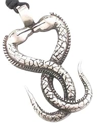Kissing Love Dragon Serpents Pewter Pendant Necklace