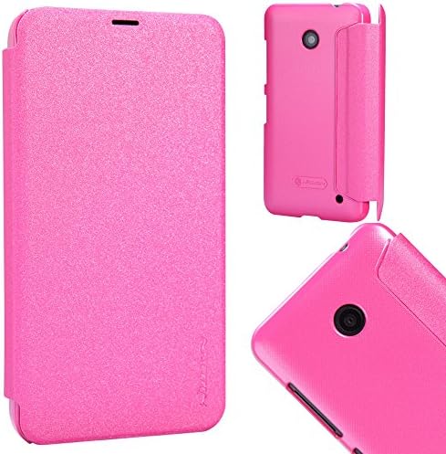 Wason@ Sparkle Side Flip Pu Leather Cover Pc Hard Case Shell Compatible with Wason® Tag for NOKIA 630 635 (Rose)
