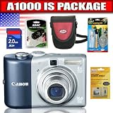 cheap Canon Powershot A1000IS 10MP Digital Camera with 4x Optical Image Stabilized Zoom (Blue) Package 2
