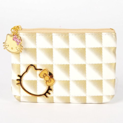 Hello Kitty Rhinestones Coin Purse Key Holder Gold Picture