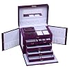 SHINING IMAGE LARGE PURPLE LEATHER JEWELRY BOX / CASE / STORAGE / ORGANIZER WITH TRAVEL CASE AND LOCK