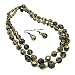 Olive Metallic Bead and Floral Wave Bead Necklace Earrings Set Fashion Jewelry