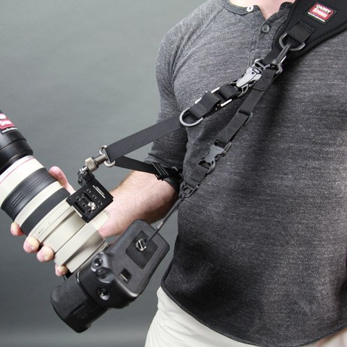 Padwa Lifestyle Imbracatura doppia per fotocamera bianca, per due fotocamere, doppia tracolla in pelle pieno fiore, attrezzatura multi doppia fotocamera con spessa imbottitura, doppia imbracatura per