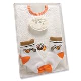 Size 6-12 months Sports Baby Bib and Sock Set