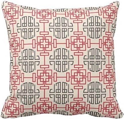 Decorative Square Pillow Covers Cushion Cover Red Traditional Geometric Chinese Decorative Patte Throw Pillow Case 24X24 Inches