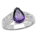 1.35 Carat Genuine Amethyst and White Topaz Silver Ring
