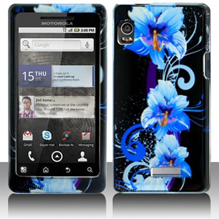 Best Price iNcido Brand Motorola DROID 2 A955 Cell Phone Blue Flower Cover Protective Case Faceplate Cover