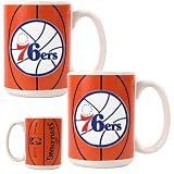 Philadelphia 76ers NBA 2pc Ceramic Gameball Mug Set - Primary Logo
