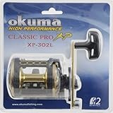 Okuma Fishing XP-302L-CL Classic Pro Graphite Level Wind Trolling Reel Clam Pack (Small, Black/Gold)